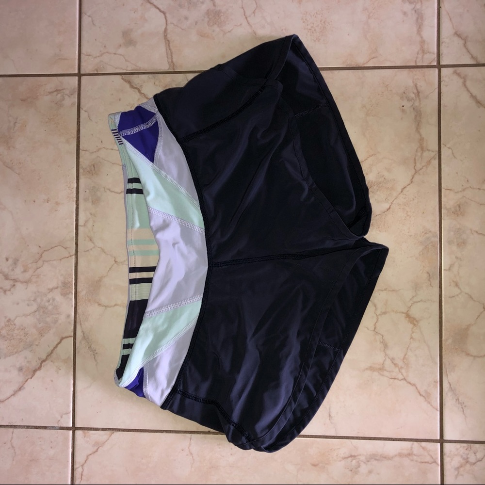 lululemon athletica Black and Blue Women Shorts